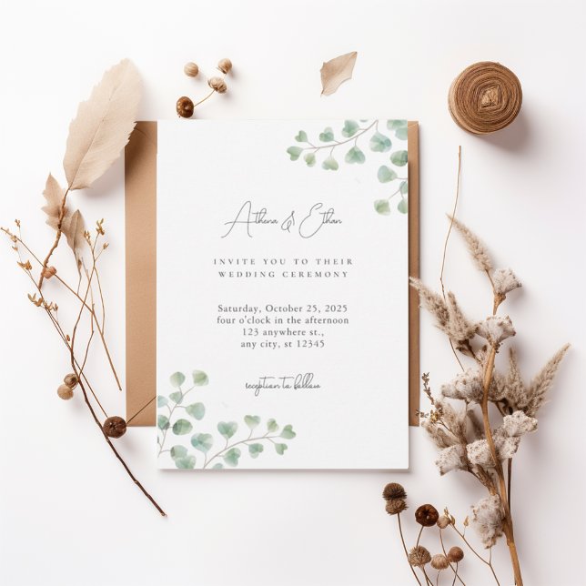 Convite Elegant Eucalyptus Greenery Wedding Invitation (Criador carregado)