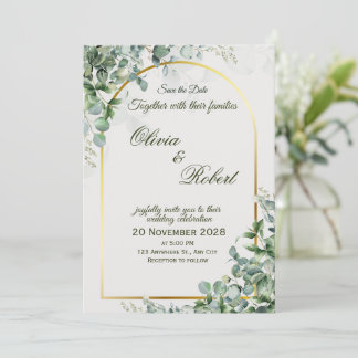 Convite Elegant Eucalyptus Wedding Invitation