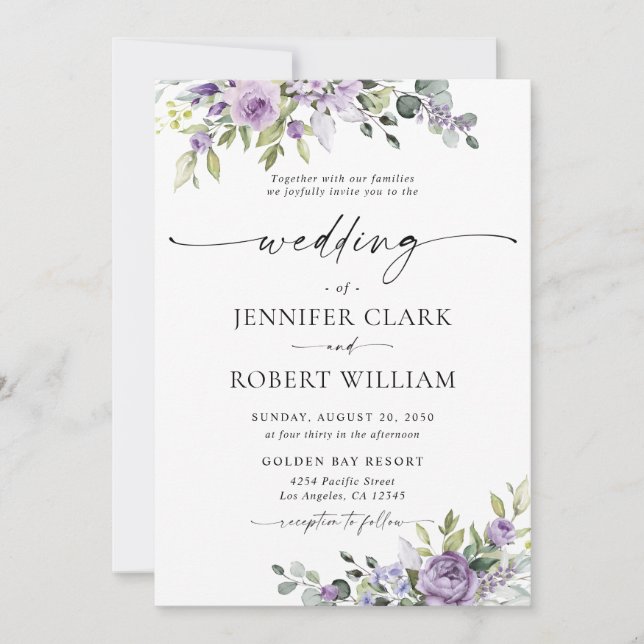 Convite Elegant Eucalyptus Wedding Invitation (Frente)
