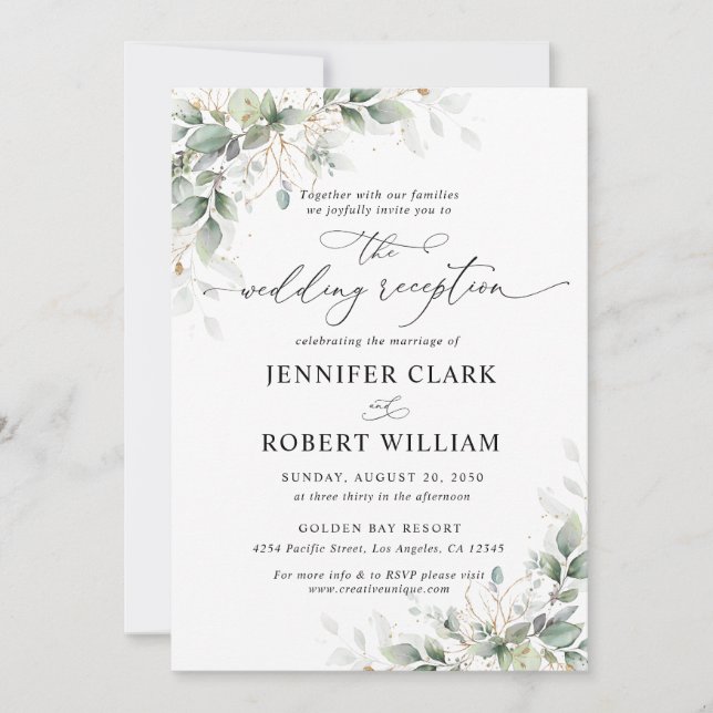 Convite Elegant Eucalyptus Wedding Reception Invitation  (Frente)