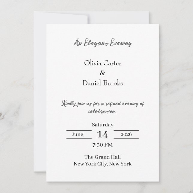 Convite Elegant Evening Classic Wedding Invitation (Frente)