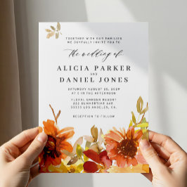Convite Elegant fall garden watercolor floral wedding