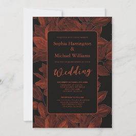 Convite Elegant Fall Leaves Autumn Wedding Invite QR Code