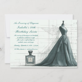 Convite Elegant Fashion Sketch Birthday Invitation