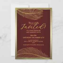 Convite Elegant Feather Invitation Card Luxury Celebration