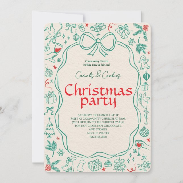 Convite Elegant Festive Christmas Party Invitation (Frente)