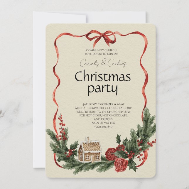 Convite Elegant Festive Christmas Party Invitation (Frente)