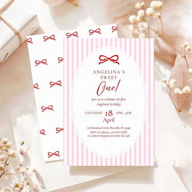 Convite Elegant First Birthday Invitation. (Criador carregado)