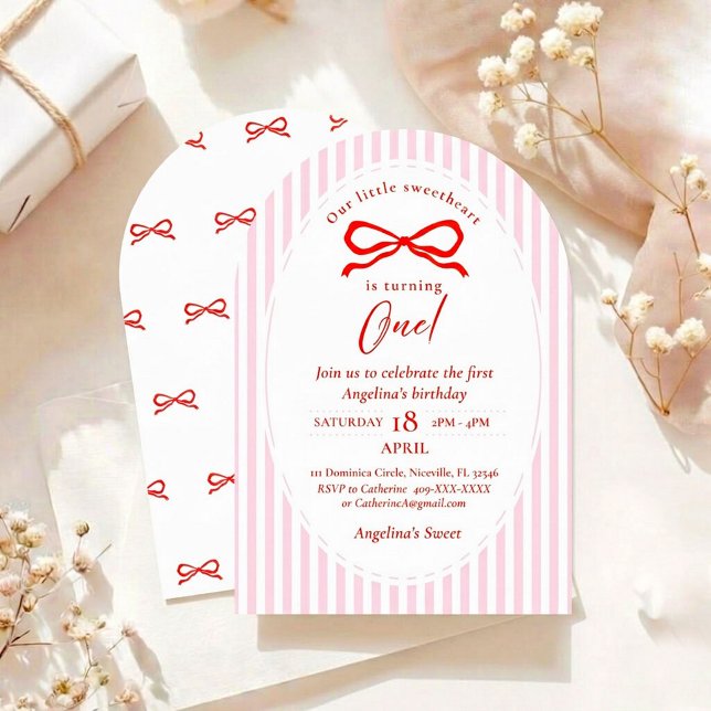 Convite Elegant First Birthday Invitation. (Criador carregado)