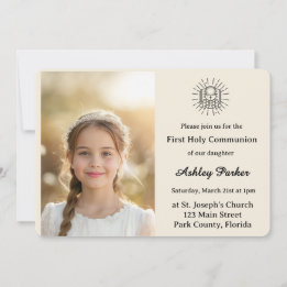 Convite Elegant First Holy Communion Photo Invitation