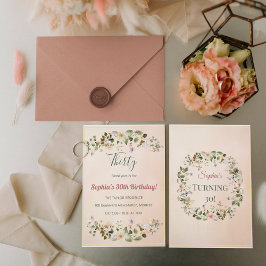 Convite Elegant Floral 30th Birthday Invitation