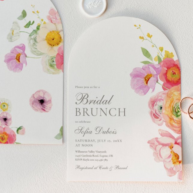 Convite Elegant Floral Arch Bridal Shower Invitation (Criador carregado)