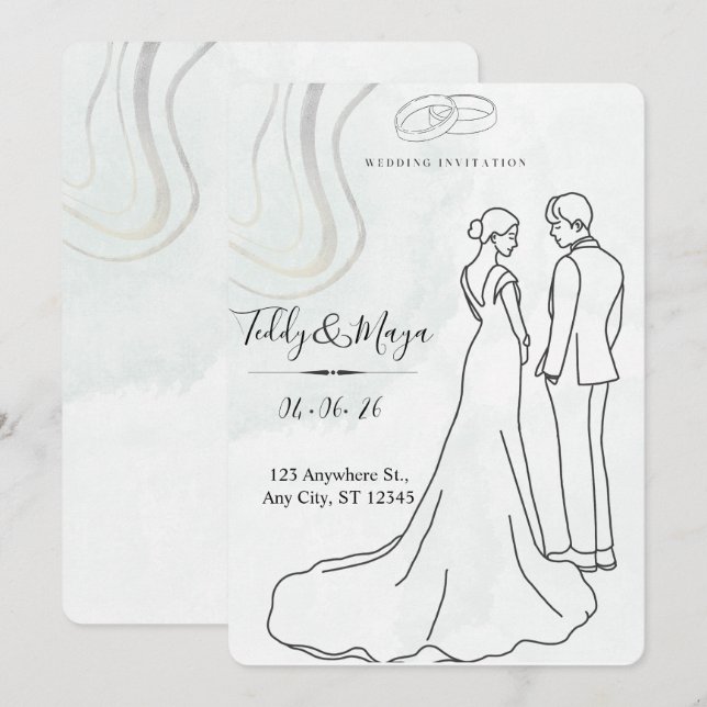 Convite Elegant Floral Arch Wedding Suite (Frente/Verso)