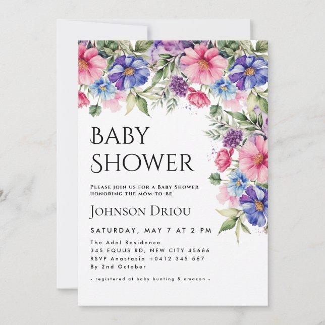 Convite Elegant Floral Baby Shower Invitation (Frente)