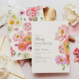 Convite Elegant Floral Baby Shower Invitation