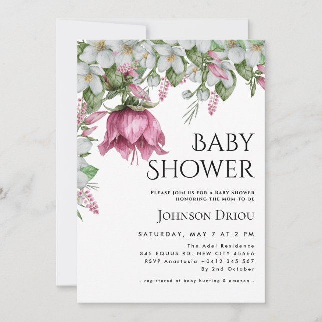 Convite Elegant Floral Baby Shower Invitation (Frente)