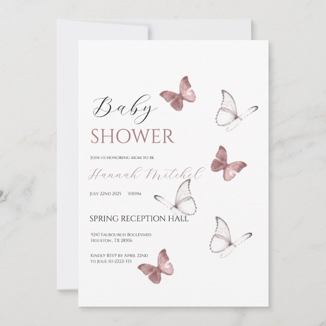 Convite Elegant Floral Baby Shower Invitation Customizable (Frente)