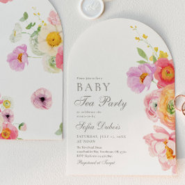 Convite Elegant Floral Baby Shower Tea Party Invitation