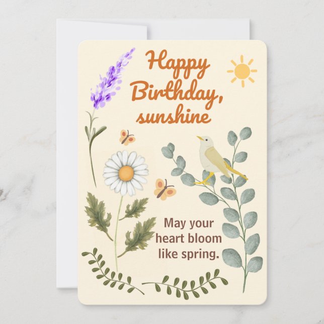 Convite Elegant Floral Birthday - Pastel Garden Theme Card (Frente)