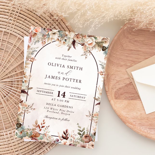 Convite Elegant Floral Boho Wedding (Criador carregado)