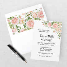 Elegant Floral Botanical Rose Pink Wedding
