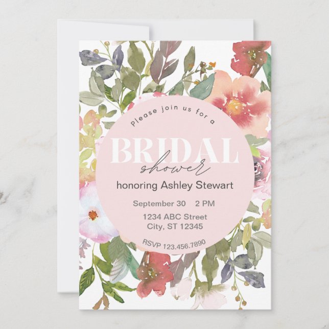 Convite Elegant Floral Bridal Shower Invitation (Frente)