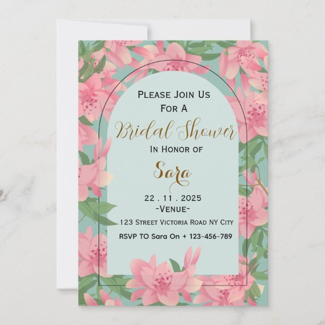 Convite Elegant Floral Bridal Shower Invitation (Frente)