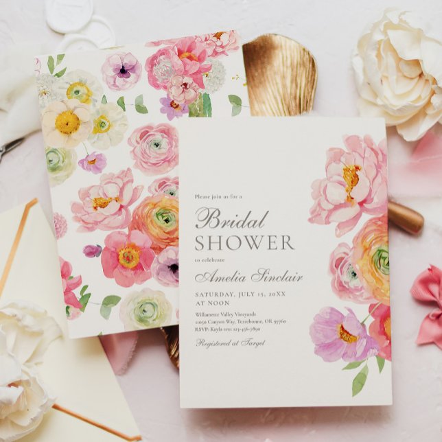 Convite Elegant Floral Bridal Shower Invitation (Criador carregado)