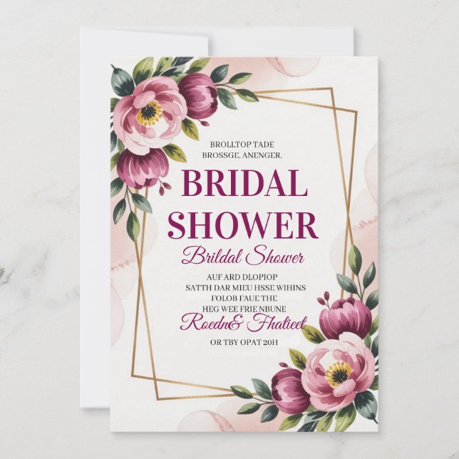 Convite Elegant Floral Bridal Shower Invitation (Frente)