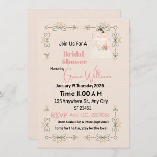 Convite Elegant Floral Bridal Shower Invitation | Customiz