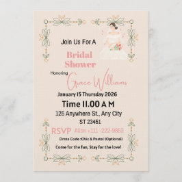 Convite Elegant Floral Bridal Shower Invitation | Customiz