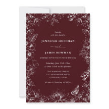 Elegant Floral Burgundy Wedding Invitation