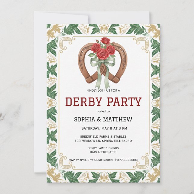 Convite Elegant Floral Derby Party Invitation (Frente)