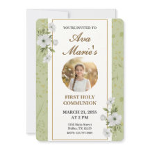 Elegant Floral First Holy Communion Photo Keepsake