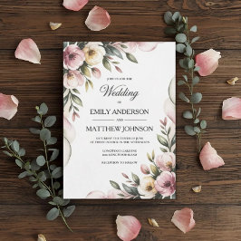 Convite Elegant Floral Frame Wedding Invitation