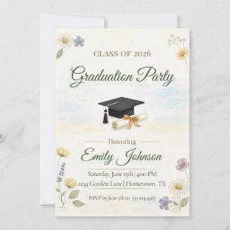 Convite Elegant Floral Garden 2026 Graduation Invite