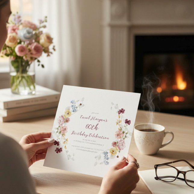 Convite Elegant Floral Garden 60th Birthday Invitation (Criador carregado)