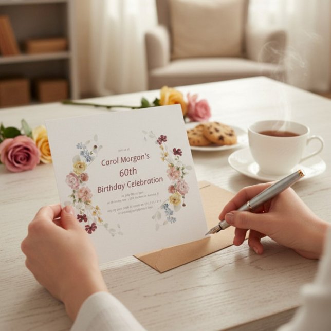 Convite Elegant Floral Garden 60th Birthday Invitation (Criador carregado)