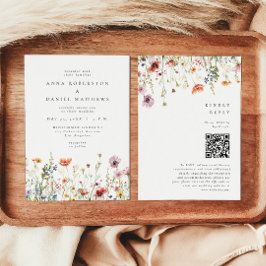 Convite Elegant Floral Garden QR Code Wedding