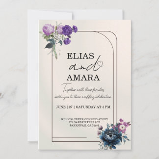 Convite Elegant Floral Geometric Wedding Invitation