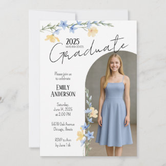 Convite Elegant Floral Graduation