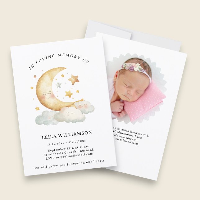 Convite Elegant Floral Memorial Announcement (Criador carregado)