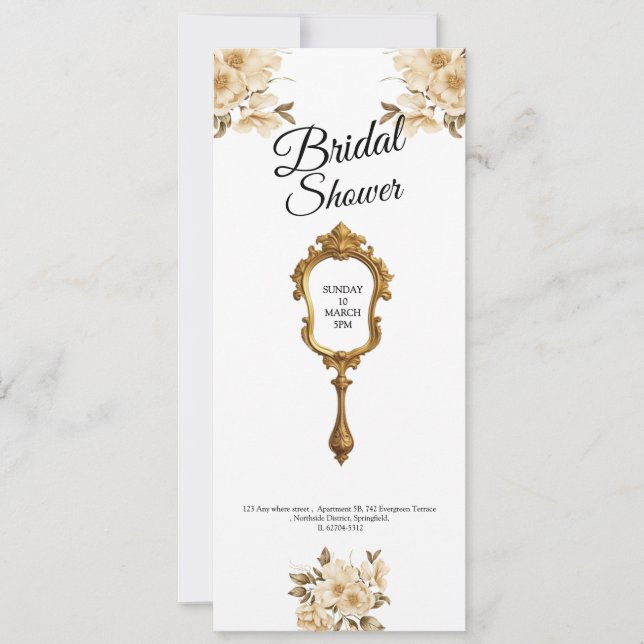 Convite elegant floral mirror bridal shower invitation (Frente)