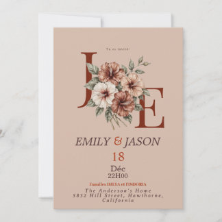 Convite Elegant Floral Monogram Invitation