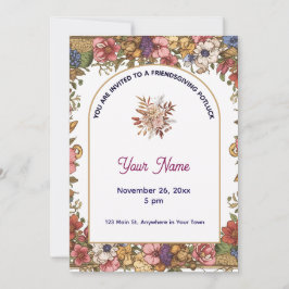 Convite Elegant Floral Personalized Friendsgiving