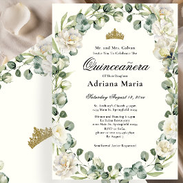 Convite Elegant Floral Quinceanera Invitation Ivory Flower