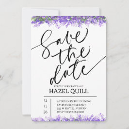 Convite Elegant Floral Quinceañera Save the Date
