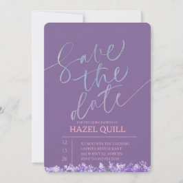 Convite Elegant Floral Quinceañera Save the Date
