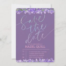 Convite Elegant Floral Quinceañera Save the Date