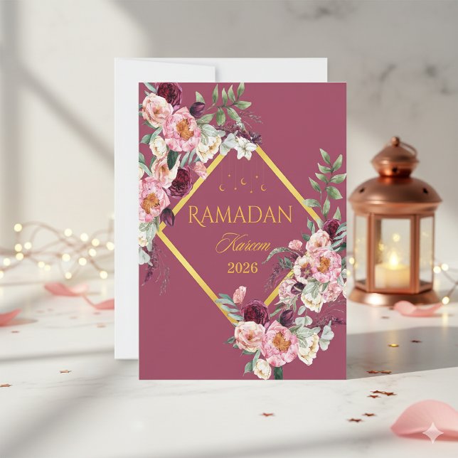 Convite Elegant Floral Ramadan Kareem Greeting Card  (Criador carregado)
